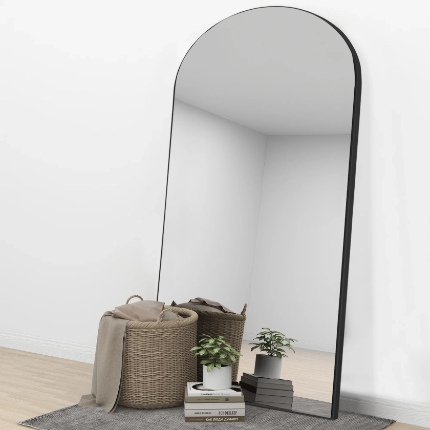 71"x28" Modern Arched Full Length Mirror Floor Mirror Full Mirror with Bracket,Black - Walmart.com