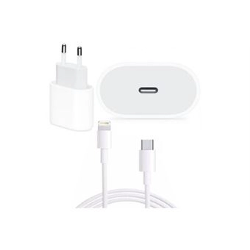 Chargeur rapide 20w + cable usb-c lightning pour iphone se 2020 - visiodirect -