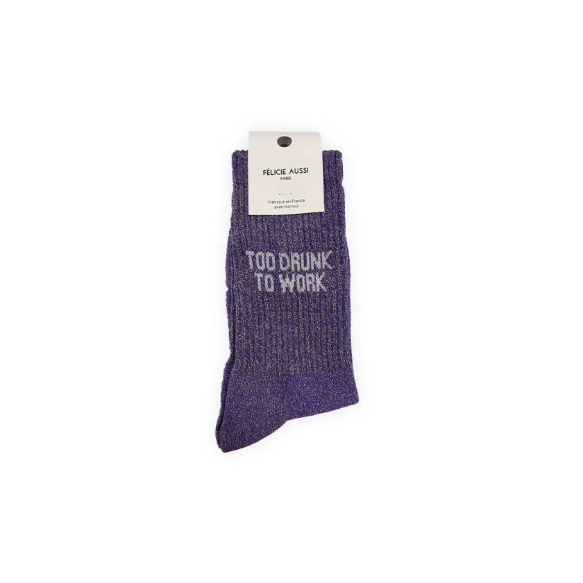 Chaussettes Felicie Aussi à paillettes - Too drunk to work 36/40 Mauve