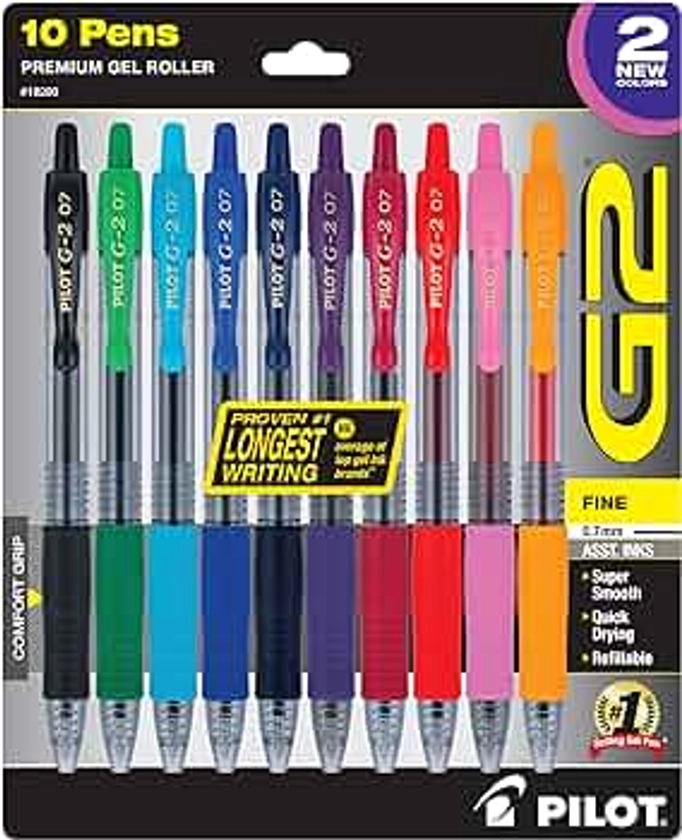 PILOT G2 Limited Edition Harmony Ink Collection Retractable Gel Pens, 0.7mm Fine Point, Assorted Ink, 10-Pack(New Rose Pink & Grape Inks), 10-Pack