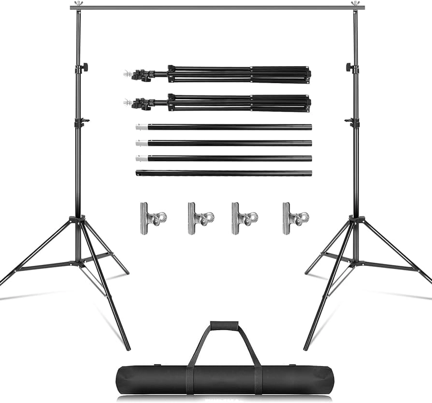 Amazon.com: TeqHome Backdrop Stand,Backdrop Stand for Parties 10ft Adjustable Photo Background Support Kit. with 6 Background Clamps,4 Crossbars and Carrying,for Wedding/Decorations/Photoshoot : Electronics