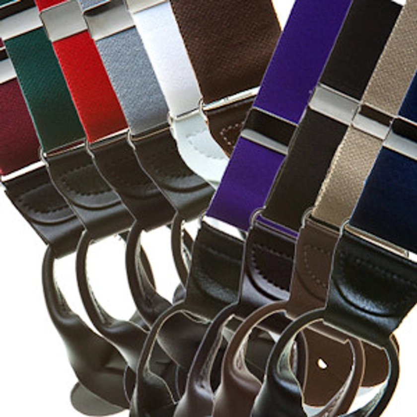 1.5 Inch Wide Button Suspenders - Solid Colors