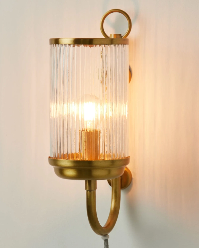 Vaso Gold Brass & Glass Wall Lamp | Oliver Bonas