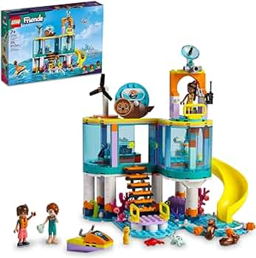 LEGO Friends Sea Rescue Center 41736 Building Toy for Ages 7+, with 3 Mini-Dolls, 2 Otters, a Seahorse, Turtle and Water Scooter, a Great Birthday Gift for Pretend Ocean Rescue Play