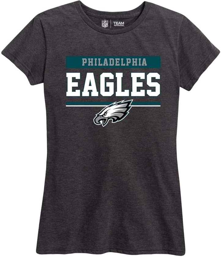 Team Fan Apparel NFL Women's Team Block Charcoal Tagless T-Shirt - Cotton Blend - Rock Game Day with Perfect Comfort & Style (Philadelphia Eagles - Black, Womens Large)