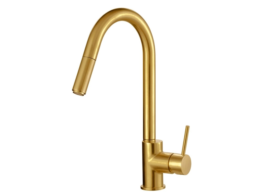 Mizu Drift MK2 Gooseneck Pull Out Sink Mixer Tap Brushed Gold (4 Star) from Reece