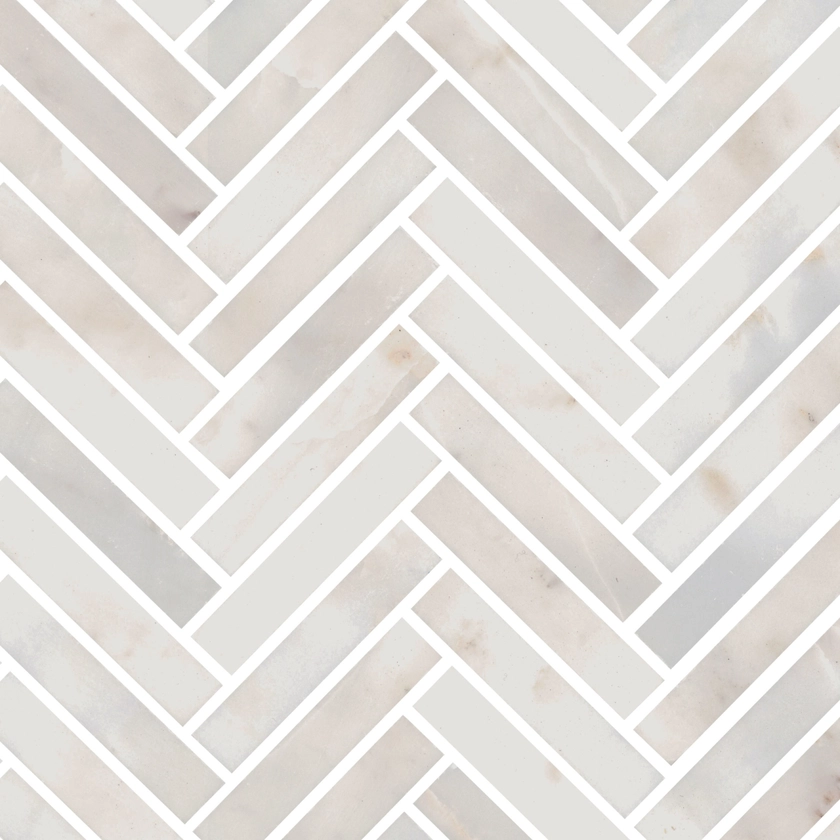 Calacatta Amber Honed Marble Herringbone Mosaic Tile | Mandarin Stone