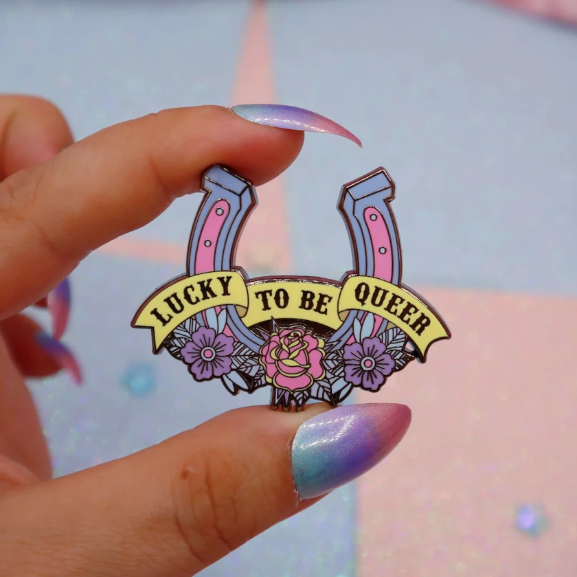 Lucky to Be Queer Enamel Pin - Etsy UK