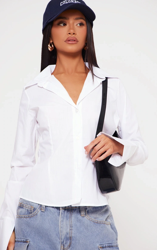 Petite White Woven Fitted Shirt | Petite