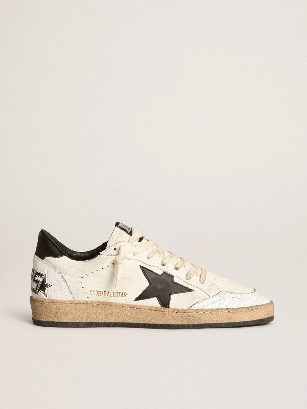 Ball Star homme en nappa blanc avec étoile noire | Golden Goose