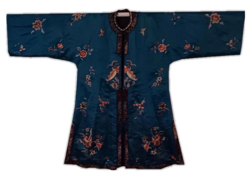 Antique Chinese Qing Dynasty Blue Silk Robe Auction