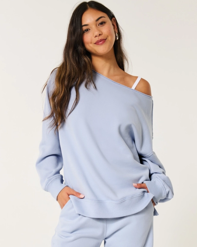 Women's Oversized Off-the-Shoulder Sweatshirt | Women's | HollisterCo.com