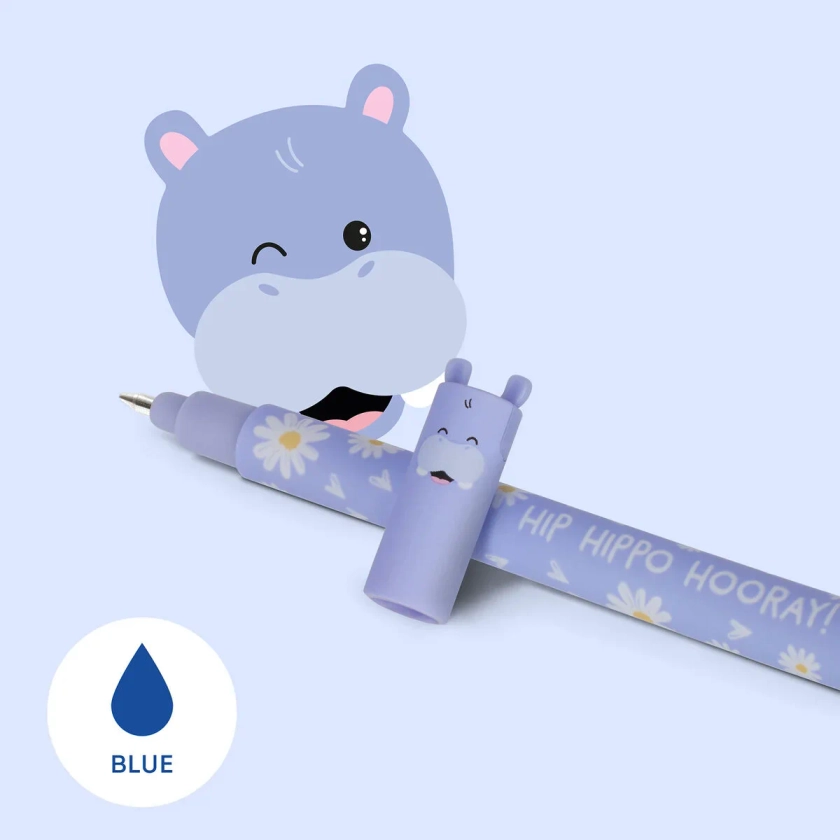 Erasable Gel Pen 'Hippo' with Blue Ink