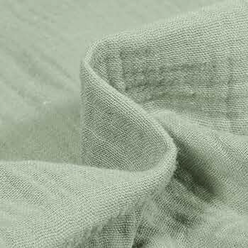 Tissu Double gaze de coton uni Vert d'eau - Par 50 cm