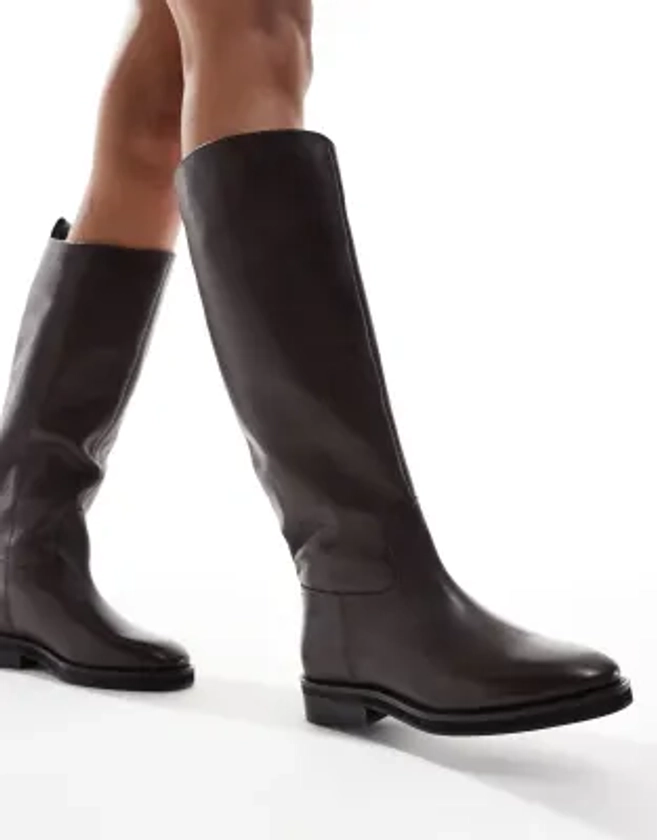 ASOS DESIGN - Cheltenham - Bottes hautes élégantes en cuir - Marron | ASOS