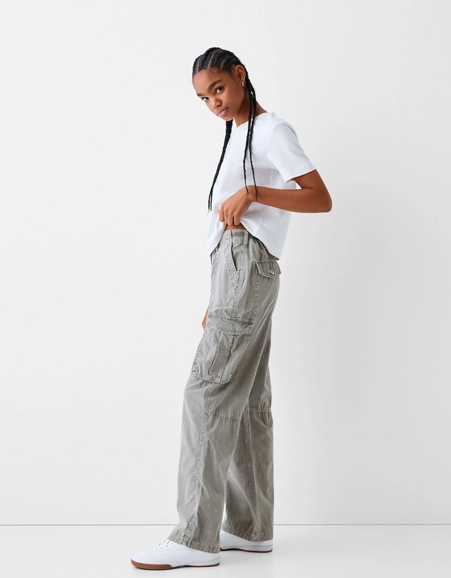 Pantalon straight cargo réglable