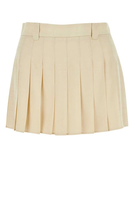 Miu Miu Mid Rise Pleated Mini Skirt