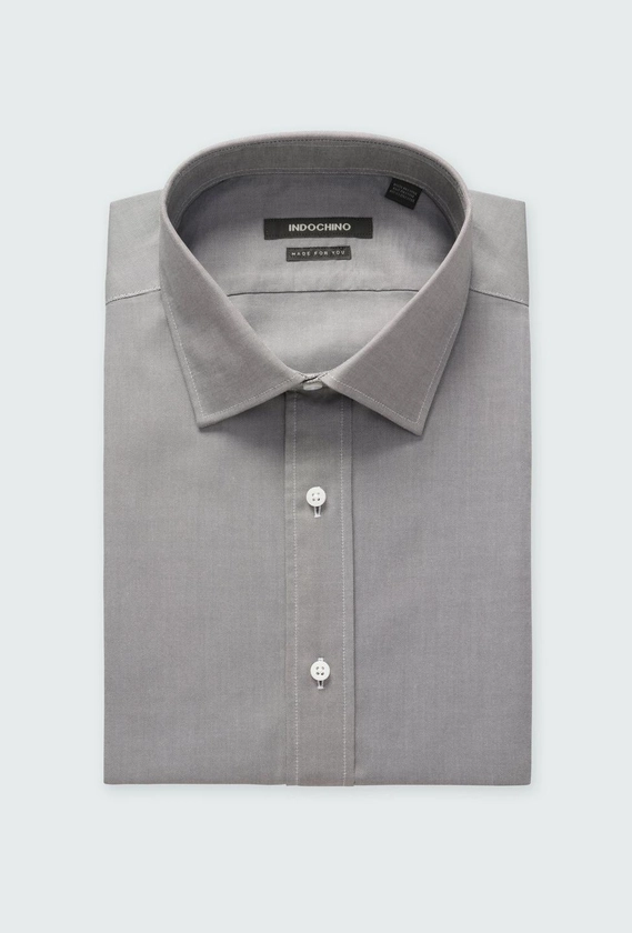 Men's Custom Shirts - Hailey Cotton Stretch Gray Shirt | INDOCHINO