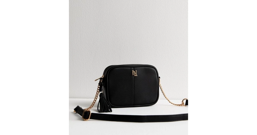 Black Leather Look Crossbody Camera Bag | New Look