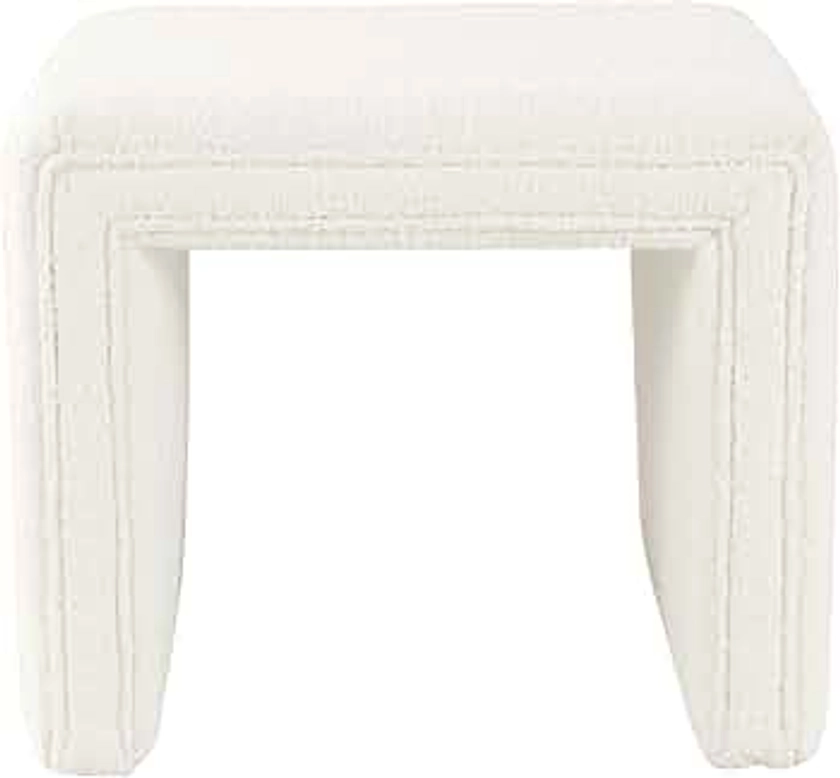 HomePop Modern Channel Tufted Ottoman Home Décor|Ottoman for Living Room & Bedroom - Cream Boucle