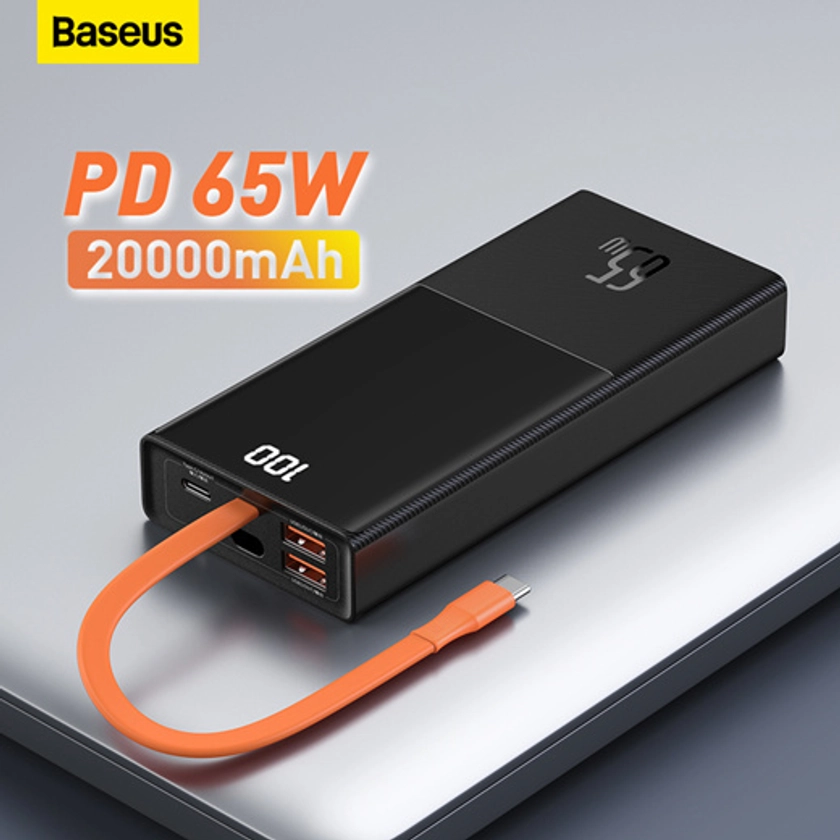 [68,820원]⚡강력추천⚡Baseus 베이스어스 65W 양방향 쾌속충전 보조배터리 / 20000mah 대용량 배터리 / C타입+USB / LED 잔량표시