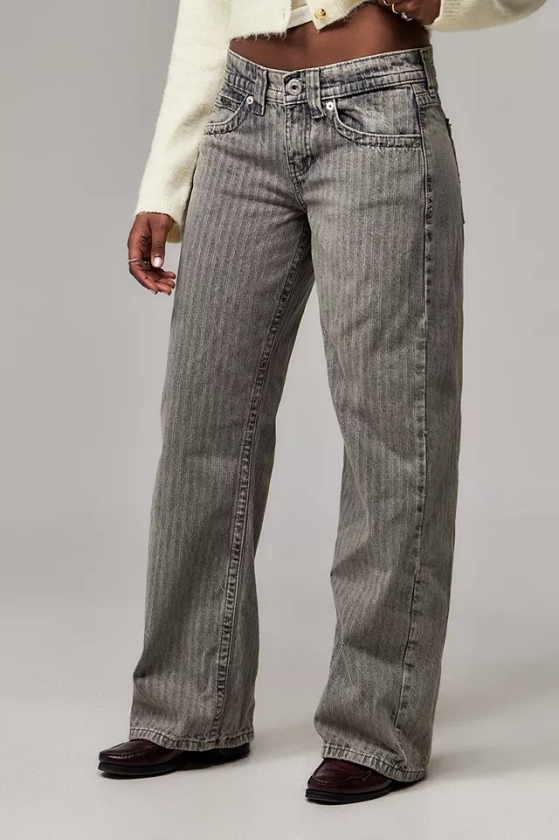 BDG Kayla Lowrider Grey Stripe Jeans