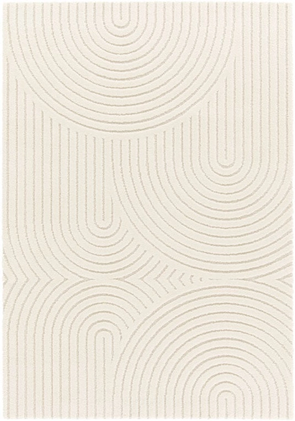 Tapis de salon en relief - Circle - Courbe écru et crème - 80 x 150 cm | Leroy Merlin