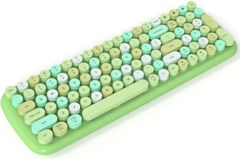 KNOWSQT Bluetooth Keyboard - Green Colorful Multi Device Wireless Typewriter Keyboards - Round Keycaps 100 Keys Cute Keyboard for Windows, Laptop, PC, Tablet, iPad, iPhone, Chrome