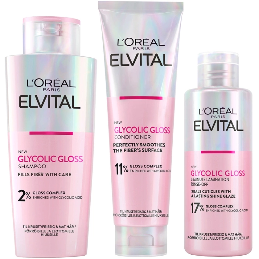 L''Oréal Paris Elvital Glycolic Gloss Trinome Bundle