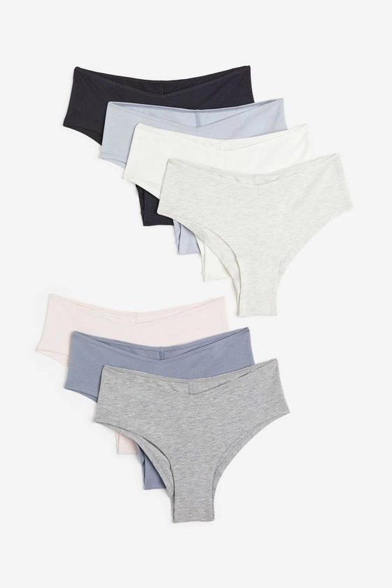 7-pack Cotton Hipster Briefs - Pigeon blue/light gray melange - Ladies | H&M US