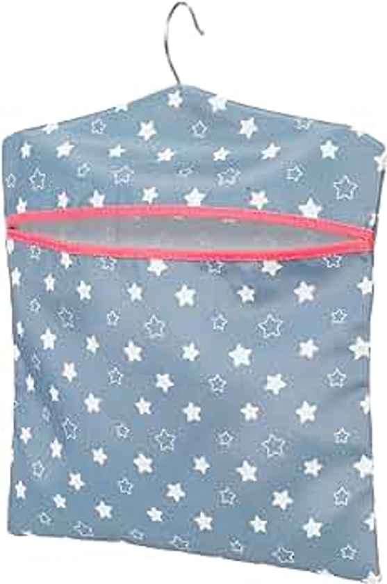 Kleeneze KL081599EU7 Star Print Peg Bag - Hang on Line, Peg Organisation, Easy Hanging Hook for Storage, Holds up to 50 Pegs, Reusable, Indoor/Outdoor Use, Clothes Peg Bag, 33 x 30 cm