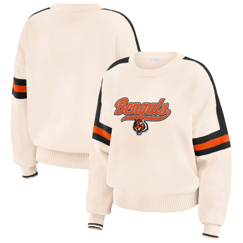 Cincinnati Bengals WEAR by Erin Andrews Women's Stripe Pullover Sweater - Cream