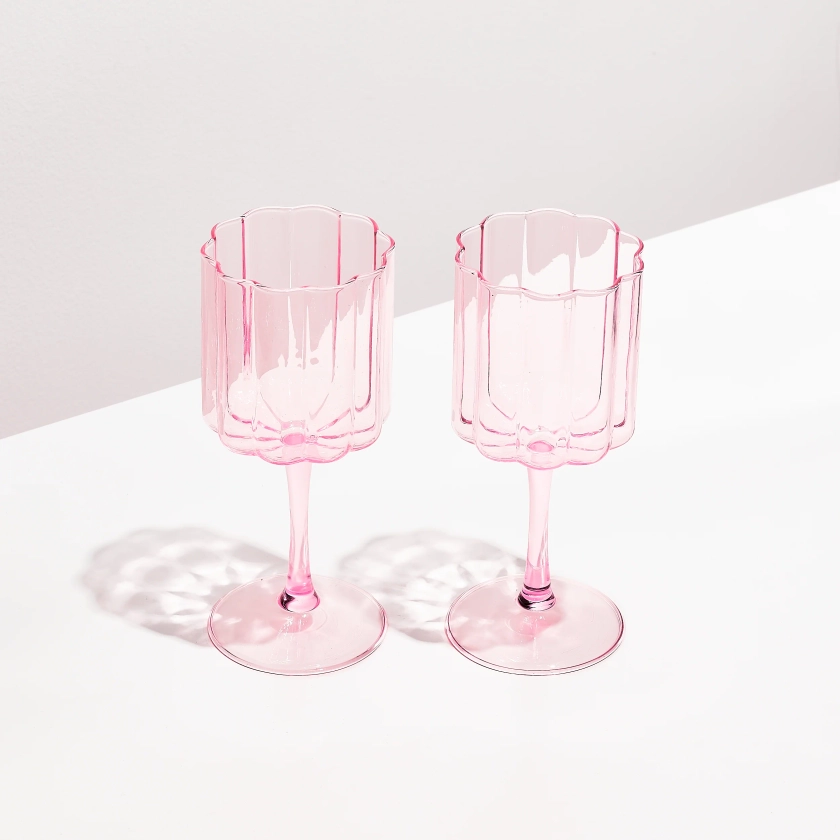 PINK | FAZEEK | TWO SET WAVE WINE GLASSES