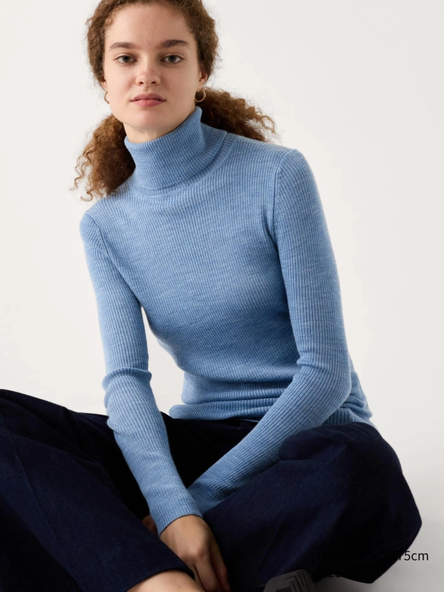 Pull Côtelé en Mérinos Col Roulé pour Femme | UNIQLO FR