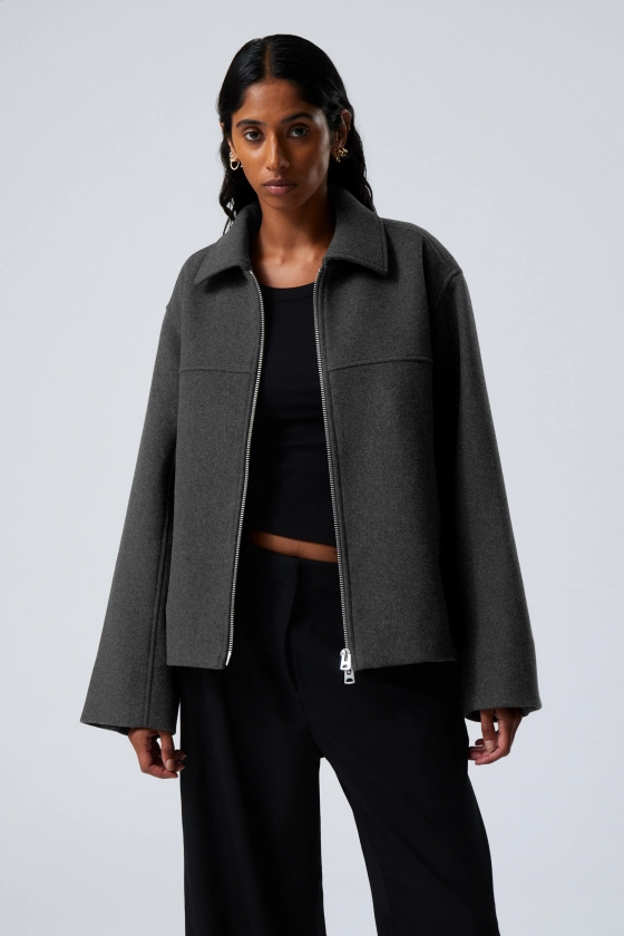 Short Wool Blend Jacket - Long sleeve - Short - Black - Ladies | H&M GB