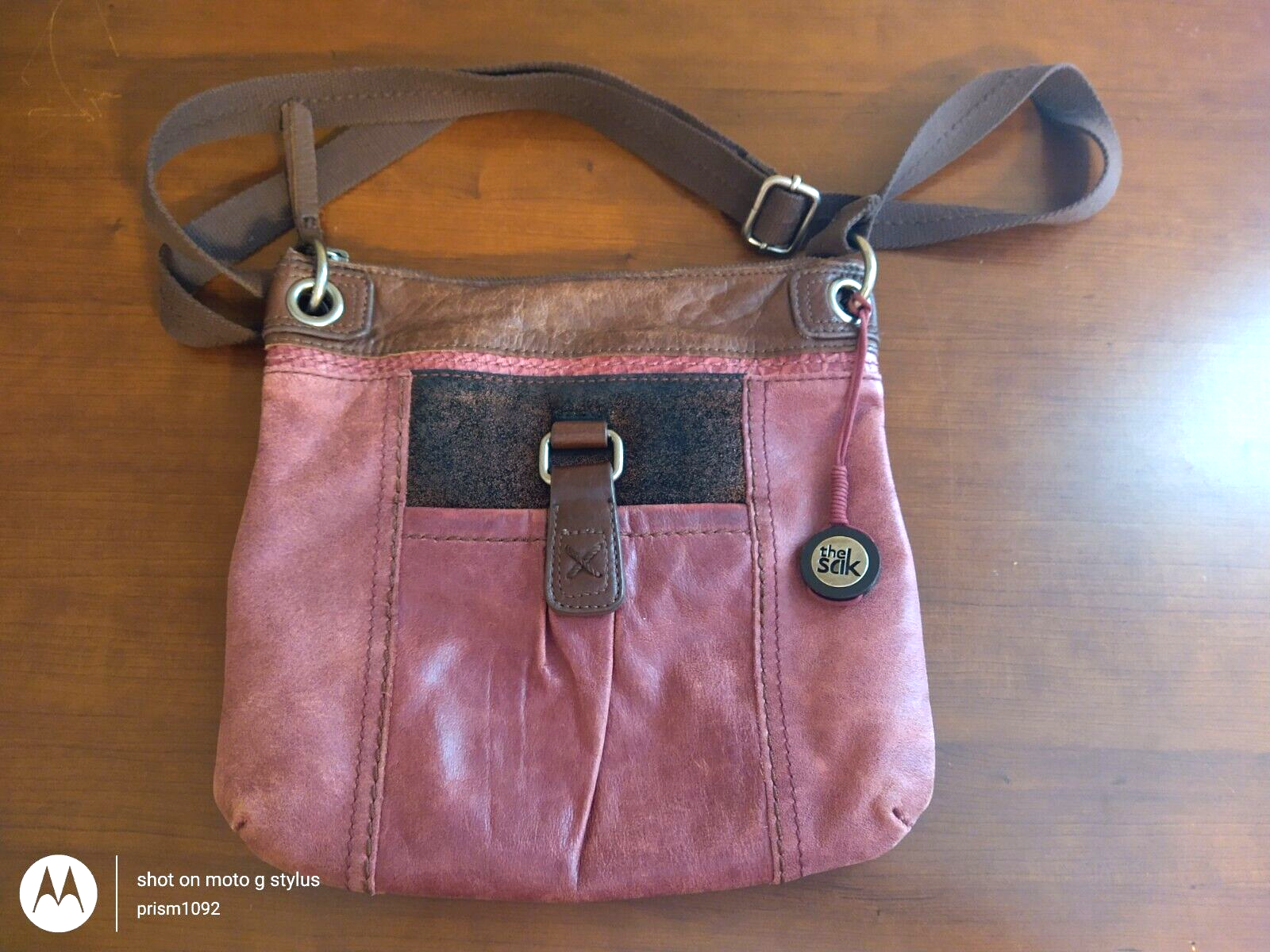 The Sak Brown Leather Kendra Cross Body Purse Handbag