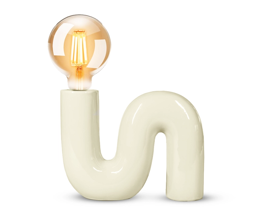 Lampe Pop serpent, vanille, céramique, H.20 cm, E27 | Leroy Merlin