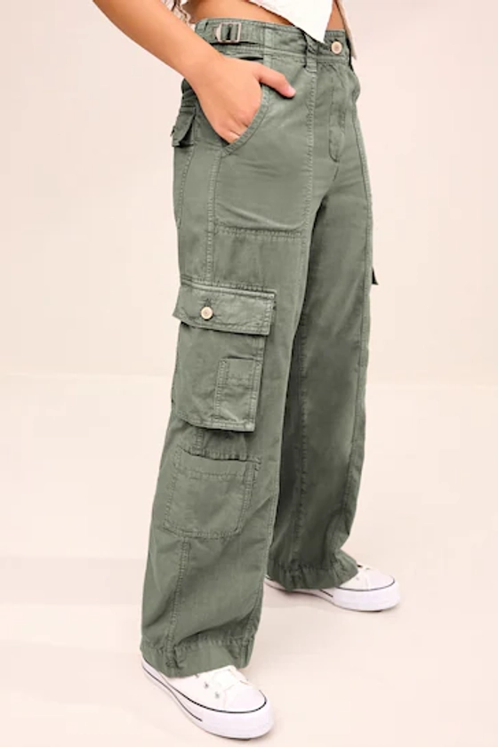 Buy Khaki Green Adjustable Waist Cargo Trousers from the Next UK online shop