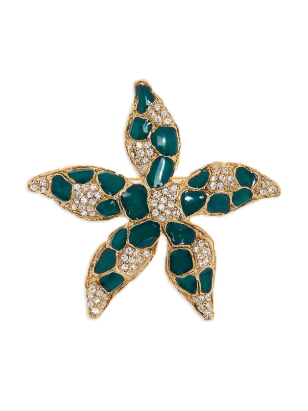 Starfish crystal-embellished brooch