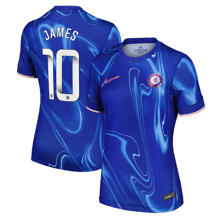 Chelsea WSL Nike Home Stadium Shirt 2024-25 - Womens with James 10 printing