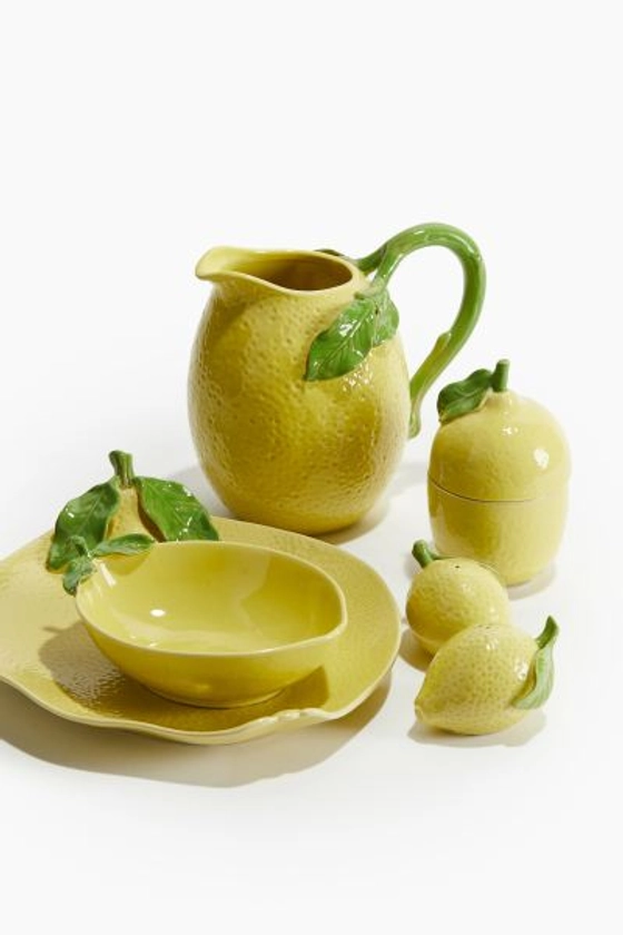Assiette de service citron en grès cérame - Jaune - Home All | H&M FR