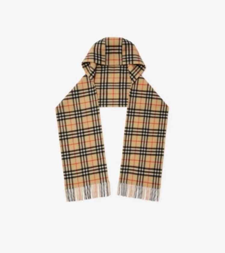 Sciarpa con cappuccio in cashmere Check (Sabbia) | Sito ufficiale Burberry®