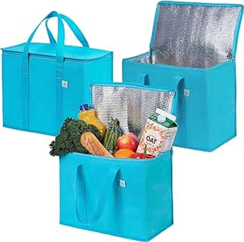 VENO Insulated Reusable Grocery Bags, Food Delivery Bag, Durable, Heavy Duty, Large, Collapsible, Sturdy Zipper