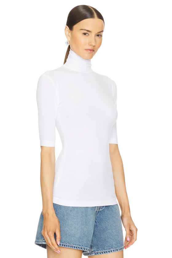 Norma Kamali Slim Fit Short Sleeve Turtleneck Top | REVOLVE