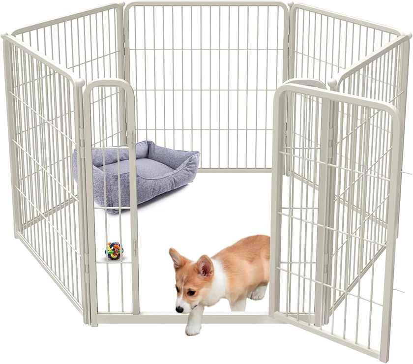 Amazon.com : FXW Homeplus Indoor Dog Playpen - Stress-Free and Safe Play, 32 Inch 6 Panels for Puppy and Small Dogs, White│Patented : Pet Supplies