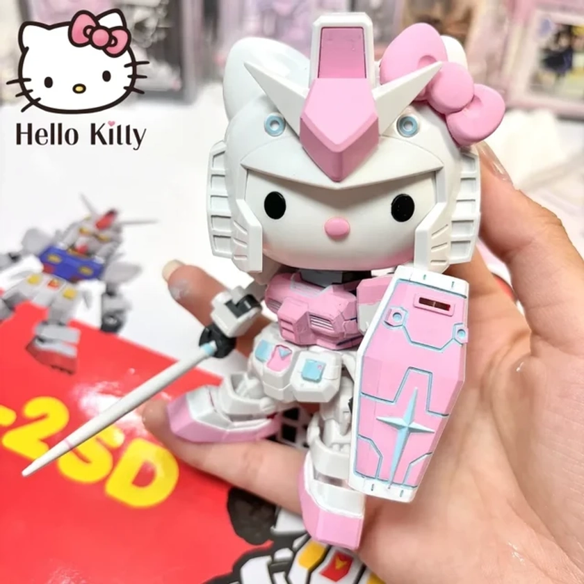 Hot Sale Bandai Gundam Hello Kitty Rx-78-2sd Assembly Model Anime Figures Statue Doll Collection Decor Kids Toys Gifts Doll - AliExpress 