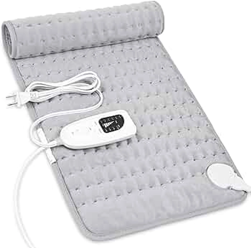 Heating Pad-Electric Heating Pads for Back,Neck,Abdomen,Moist Heated Pad for Shoulder,Knee,Hot Pad for Arms and Legs,Dry&Moist Heat & Auto Shut Off(Light Gray, 12''×24')