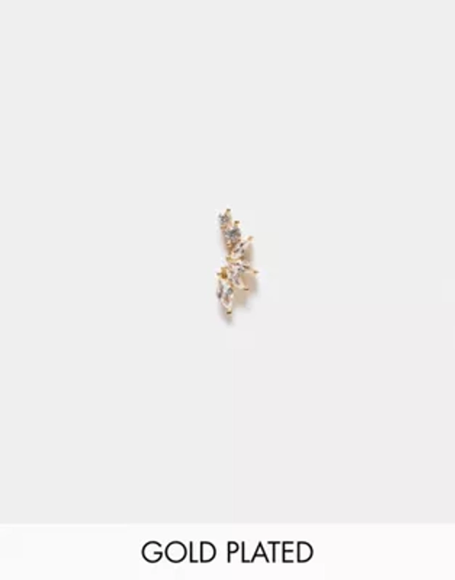 Orelia - Boucle d'oreille barre incurvée en plaqué or serti de cristaux