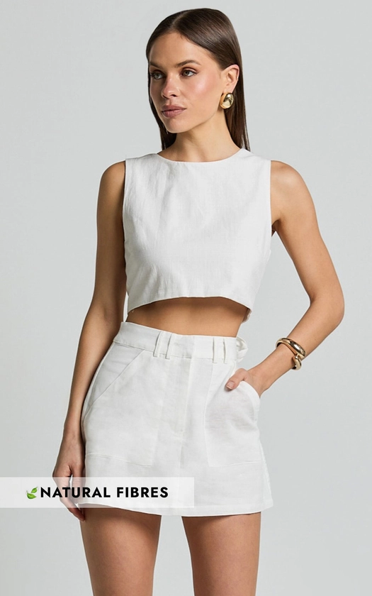 DREAM SKORT - HIGH WAISTED A LINE SKORT IN OFF WHITE