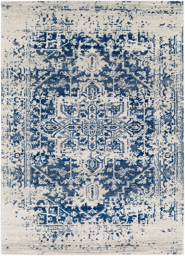 AMELIA Vintage Rug I Boho Rug I Blue, Beige